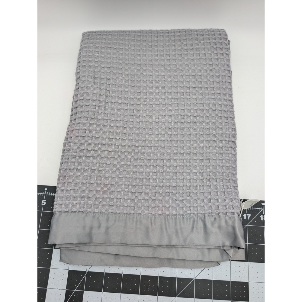 Cloud‎ Island Baby Blanket Gray Waffle Weave Satin Trim Textured Bedding